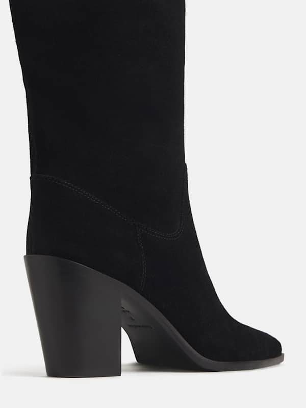 Dominique High Knee Boot - Black Suede