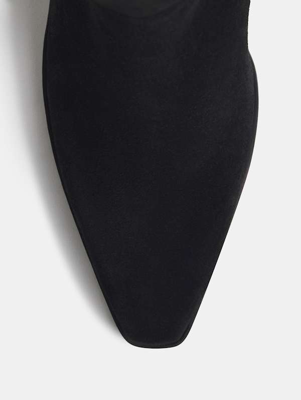 Dominique High Knee Boot - Black Suede