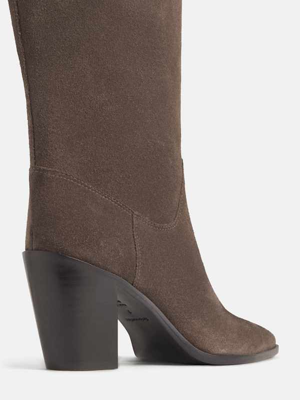 Dominique High Knee Boot - Clove Suede