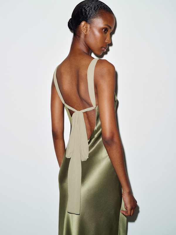 Allison Silk Dress - Aloe Vera