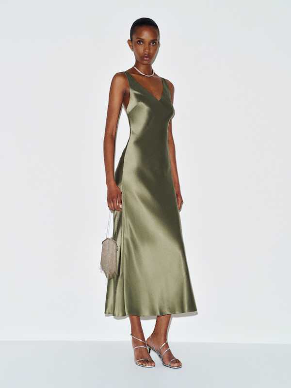 Allison Silk Dress - Aloe Vera