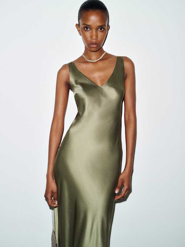 Allison Silk Dress - Aloe Vera