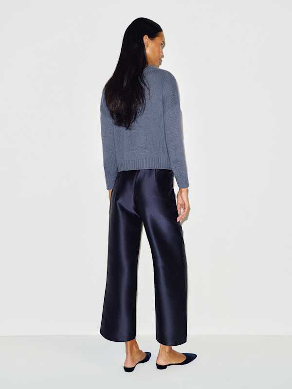 Cleo Cashmere Cropped Crew - Flint