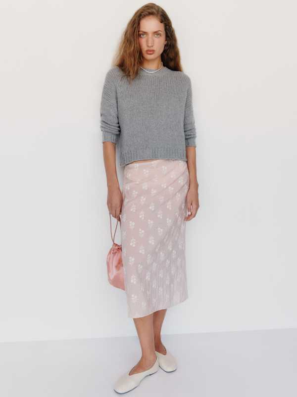 Cleo Cashmere Cropped Crew - Husky