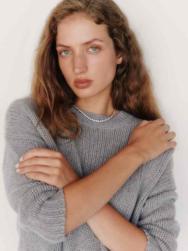 Cleo Cashmere Cropped Crew - Husky