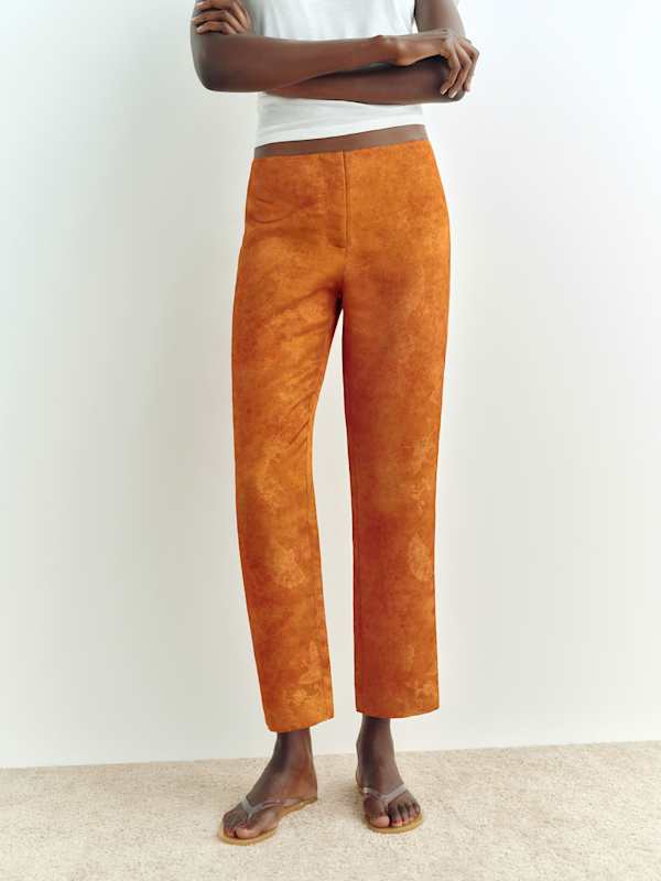 Hadley Mid Rise Satin Pant - Burnt Orange