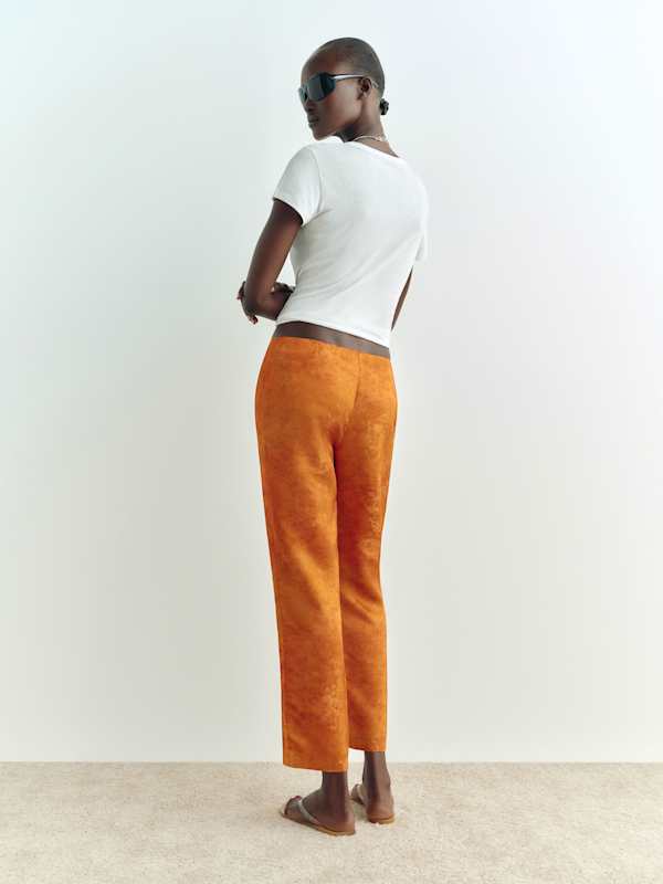 Hadley Mid Rise Satin Pant - Burnt Orange