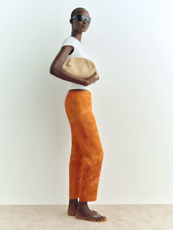Hadley Mid Rise Satin Pant - Burnt Orange