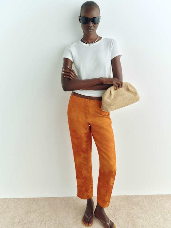 Hadley Mid Rise Satin Pant - Burnt Orange