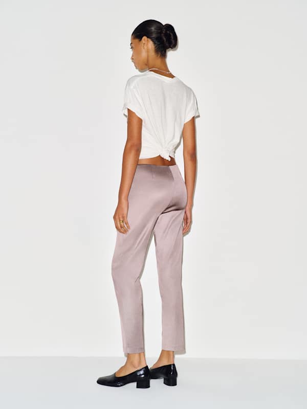 Hadley Mid Rise Satin Pant - Stone
