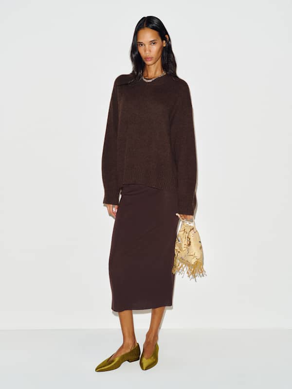 Nadine Column Sweater Skirt - Mole