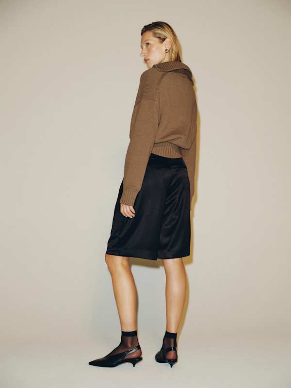 Barney Cotton Quarter-Zip Sweater - Nutty