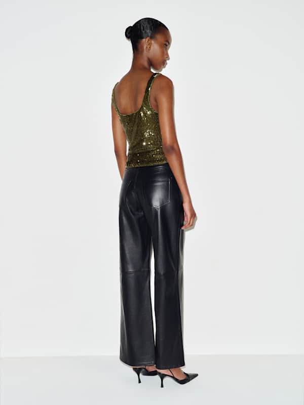 Carla Knit Top - Dark Green Sequin
