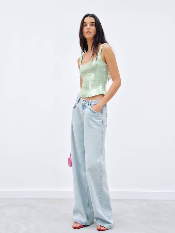 Carla Knit Top - Seafoam Sequin