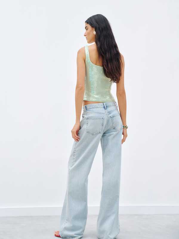Carla Knit Top - Seafoam Sequin