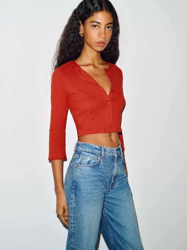 Gia Pointelle Knit Cardigan - Sundried Tomato