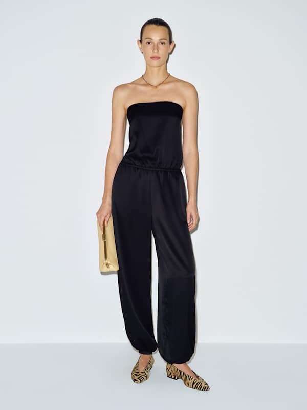 Trista Satin Jumpsuit - Black