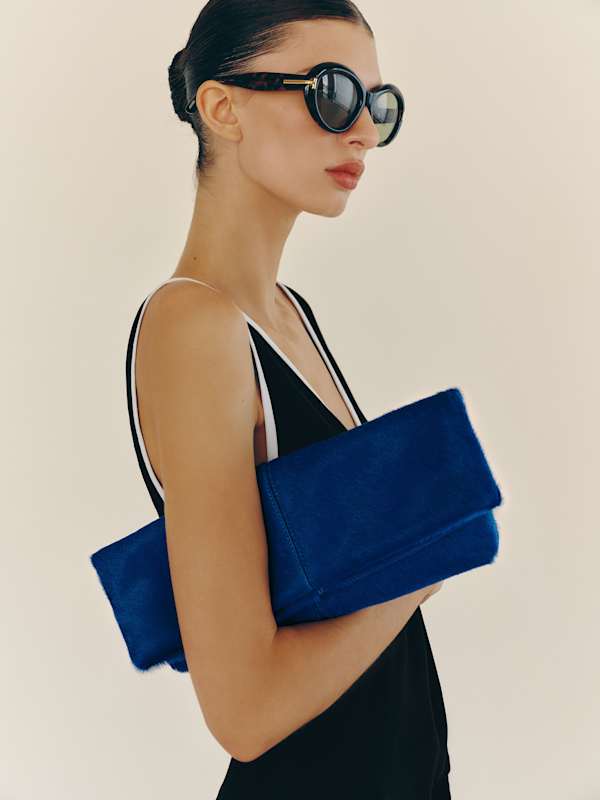 Inez Clutch - Cobalt Haircalf