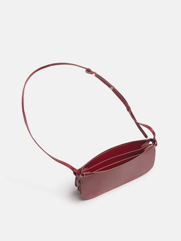 Sac &agrave; bandouli&egrave;re Rae - Cuir rouge sang