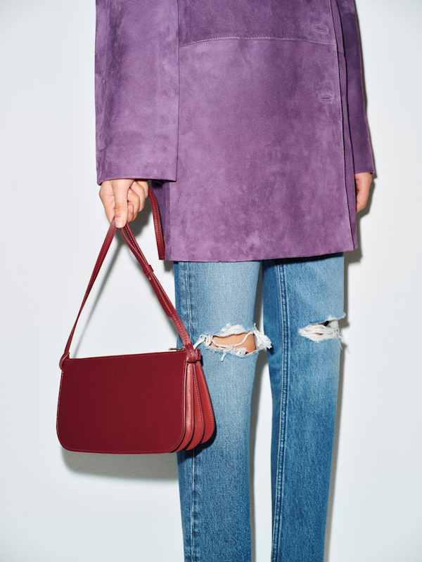 Sac &agrave; bandouli&egrave;re Rae - Cuir rouge sang
