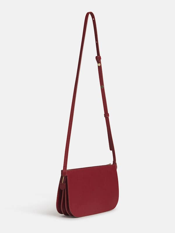 Sac &agrave; bandouli&egrave;re Rae - Cuir rouge sang