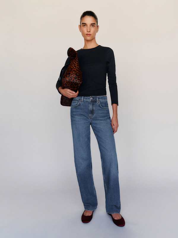 Miles Stretch Mid Rise Straight Short Leg Jeans - Stormi