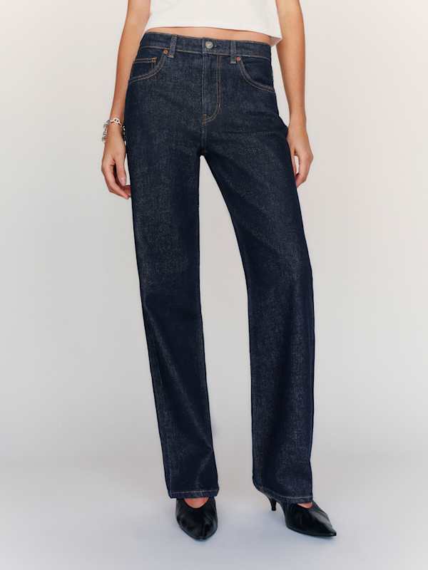 Miles Stretch Mid Rise Straight Long Leg Jeans - Discovery