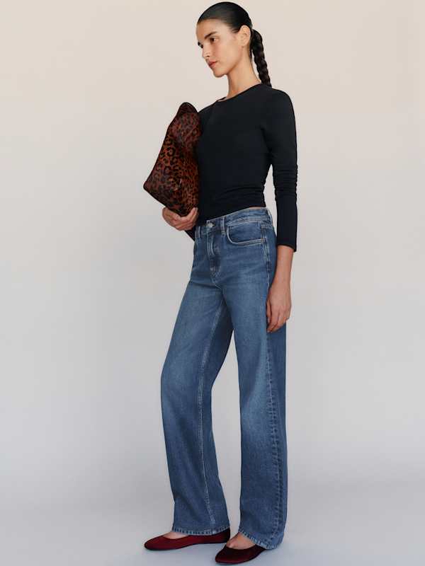 Miles Stretch Mid Rise Straight Long Leg Jeans - Stormi