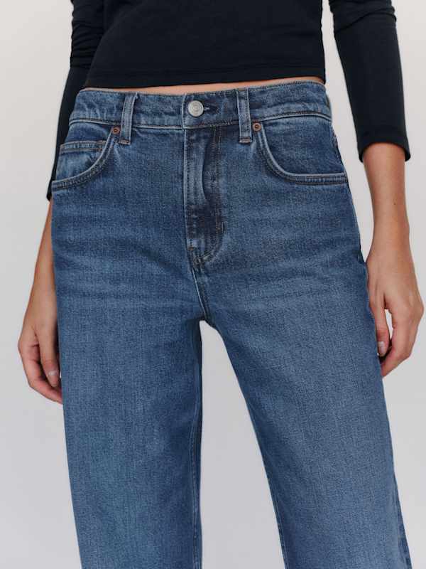 Miles Stretch Mid Rise Straight Long Leg Jeans - Stormi