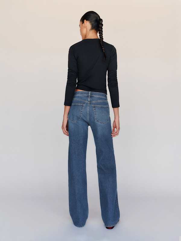 Miles Stretch Mid Rise Straight Long Leg Jeans - Stormi