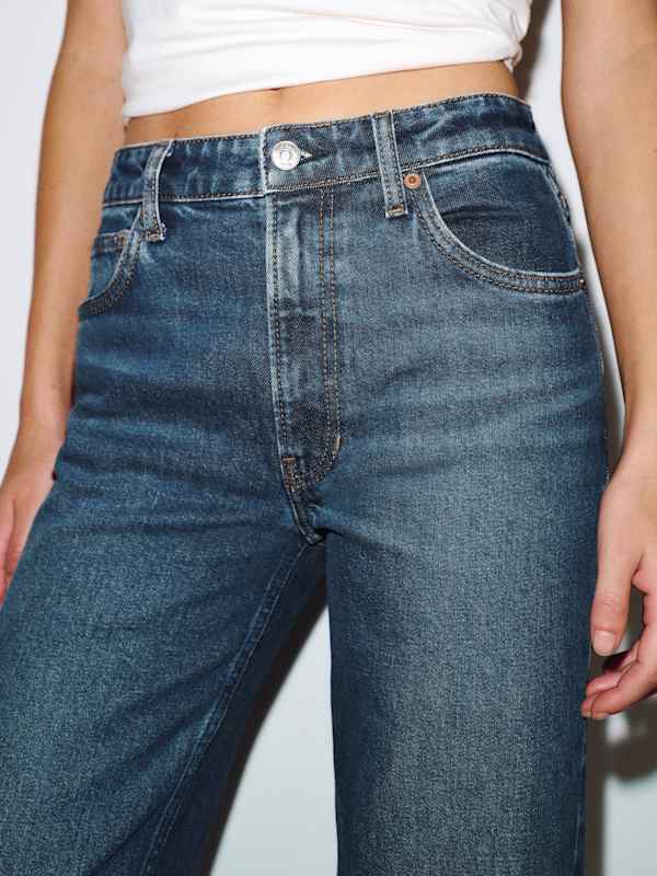 Jean court large stretch &agrave; taille mi-haute Hunter - Spree