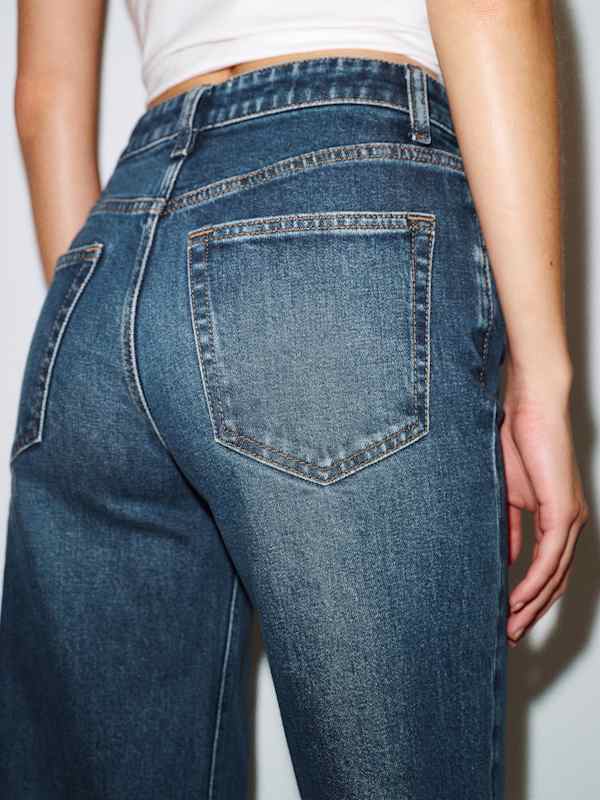 Jean court large stretch &agrave; taille mi-haute Hunter - Spree
