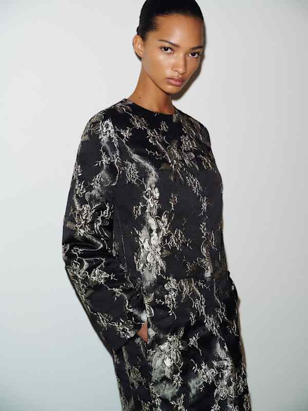 Stella Coat - Black And White Jacquard