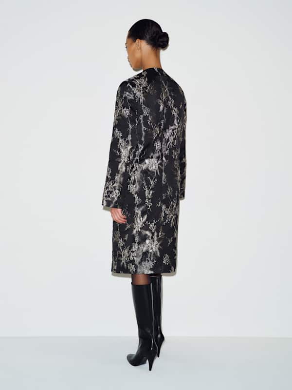 Stella Coat - Black And White Jacquard