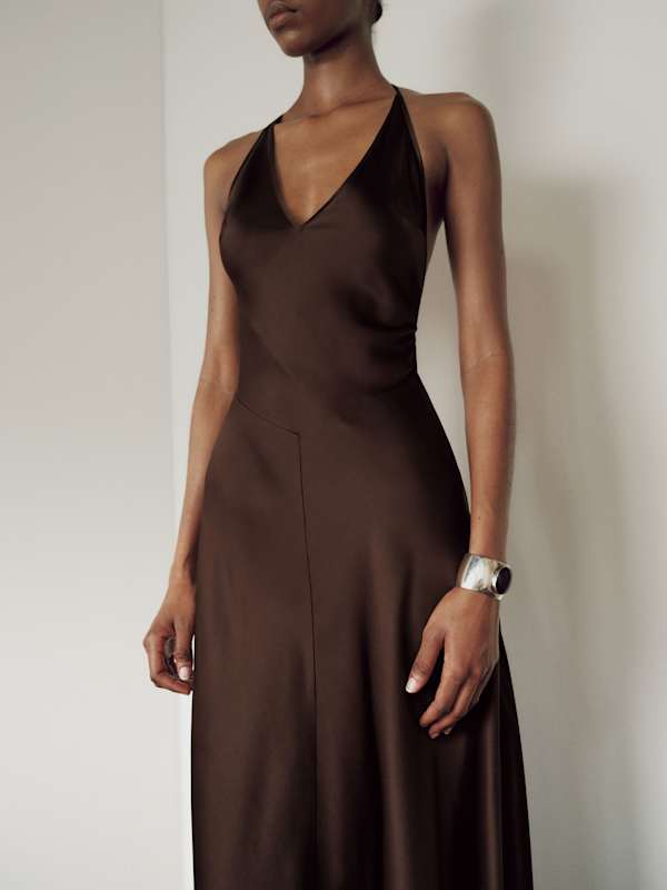 Lara Silk Dress - Black Bean