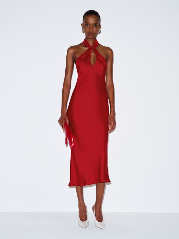 Meli Silk Twill Dress - Lipstick