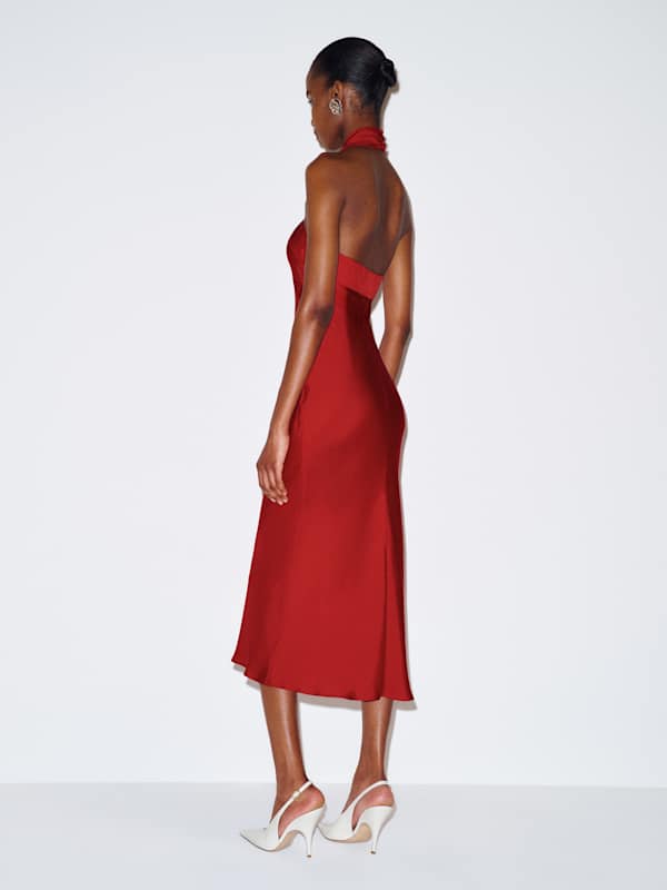 Meli Silk Twill Dress - Lipstick