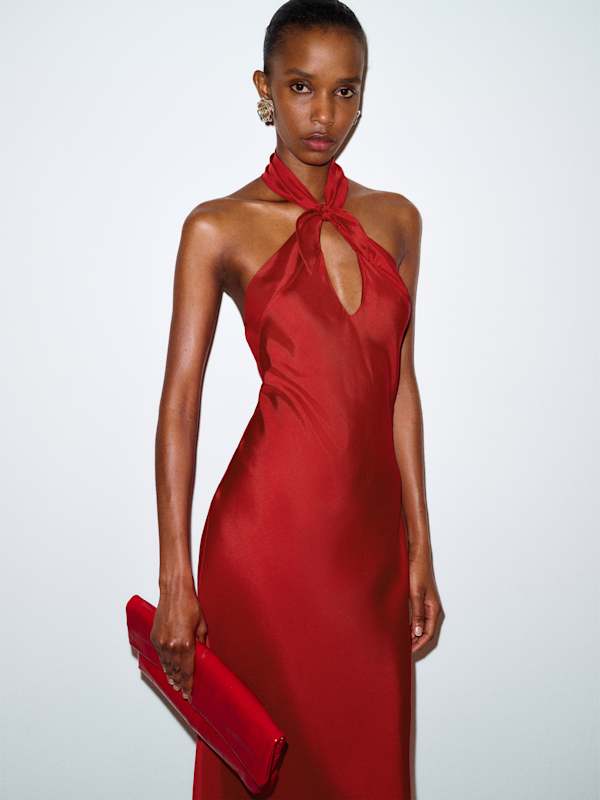 Meli Silk Twill Dress - Lipstick