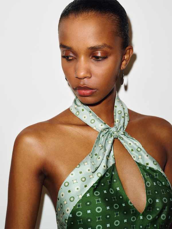 Meli Silk Twill Dress - Topiary Geo