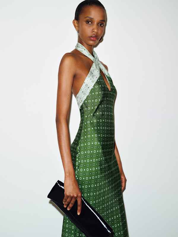 Meli Silk Twill Dress - Topiary Geo