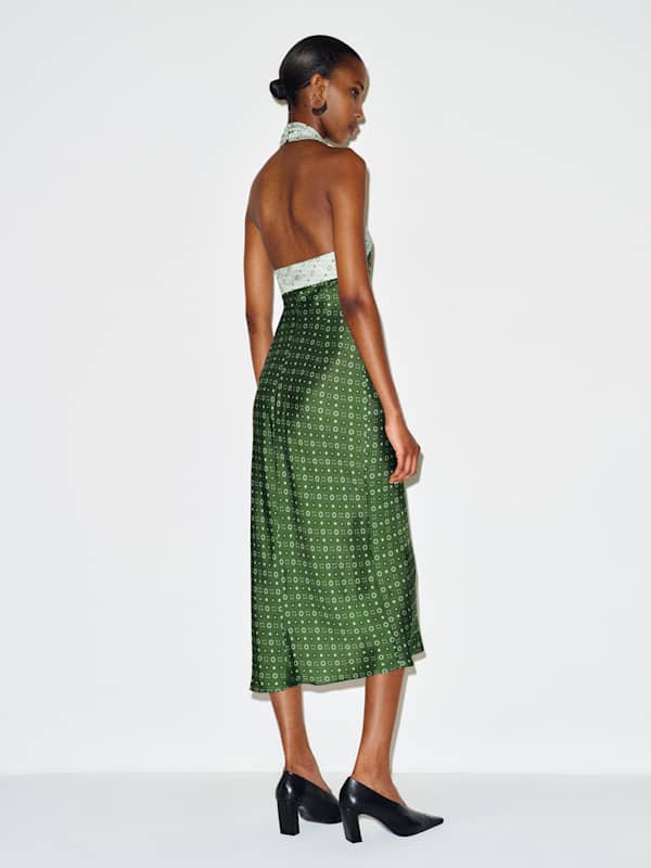 Meli Silk Twill Dress - Topiary Geo