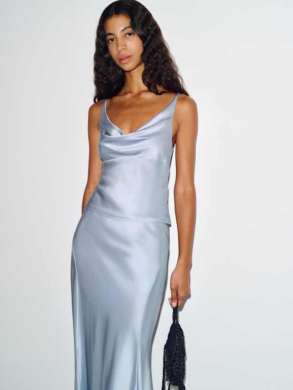 Olivine Silk Two Piece - Cloud Blue