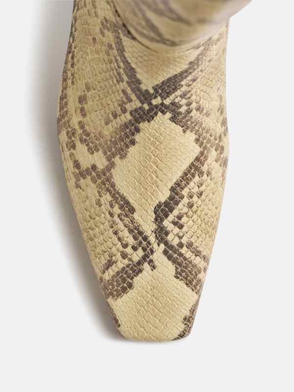 Remy Flat Knee Boot - Pale Yellow Snake