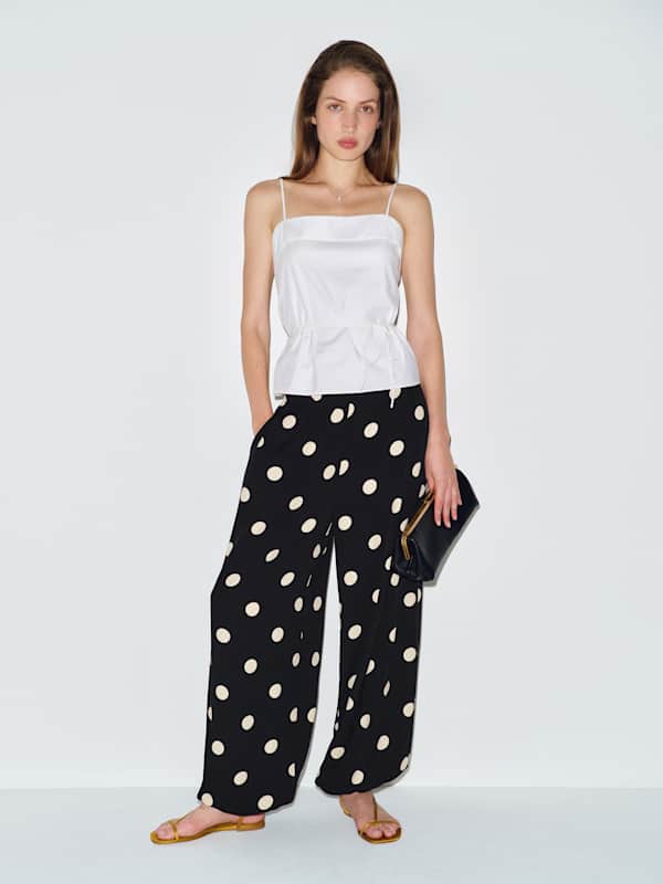 Pantalon en cr&ecirc;pe Aven - Lune &agrave; pois