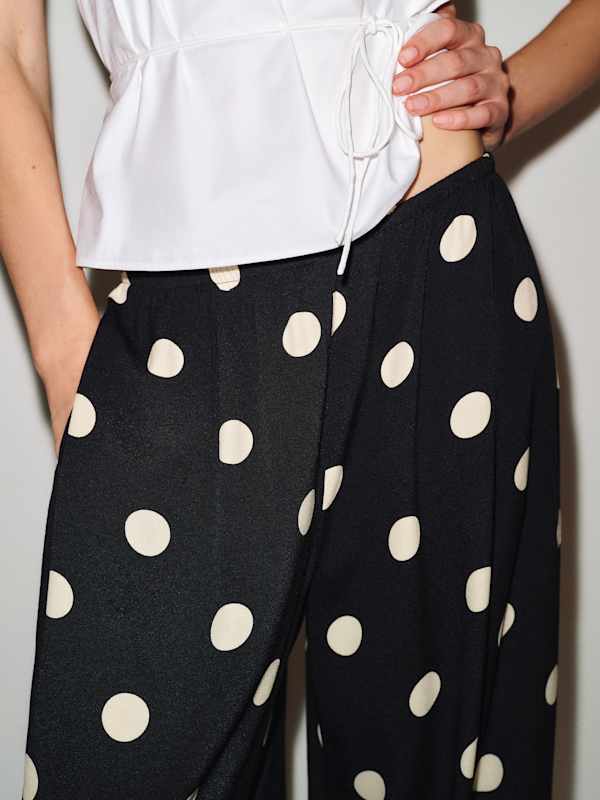Pantalon en cr&ecirc;pe Aven - Lune &agrave; pois