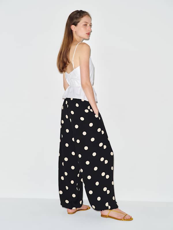 Pantalon en cr&ecirc;pe Aven - Lune &agrave; pois