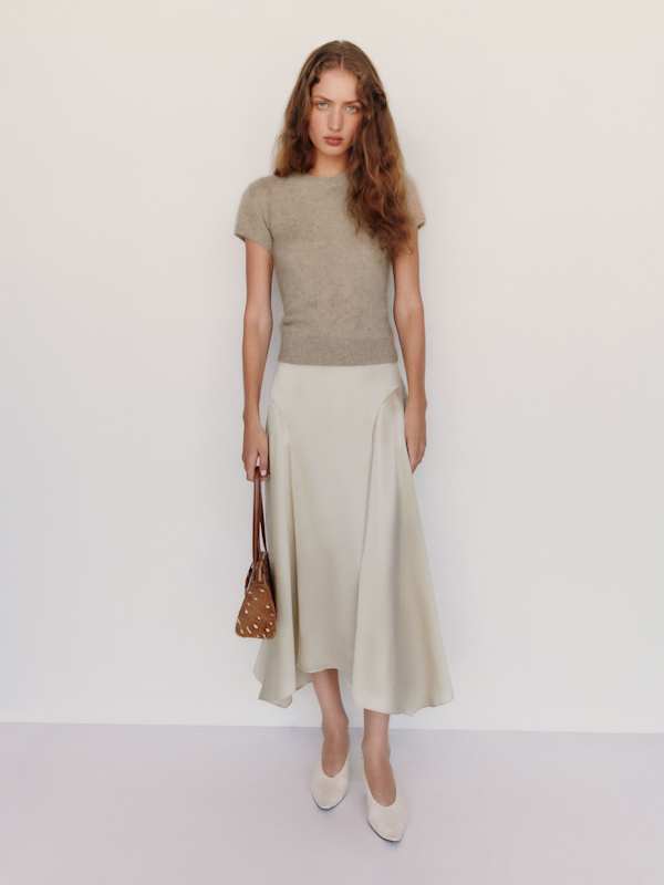 Darcy Brushed Cashmere Tee - Oatmeal