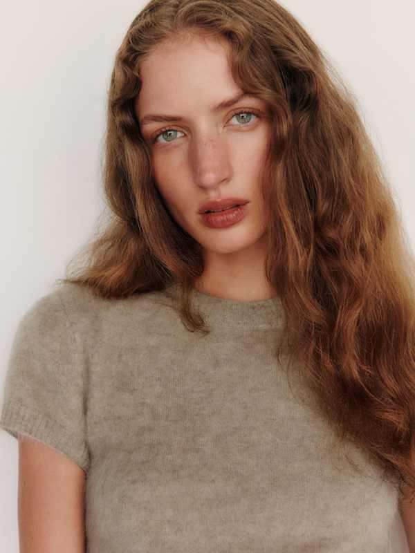 Darcy Brushed Cashmere Tee - Oatmeal