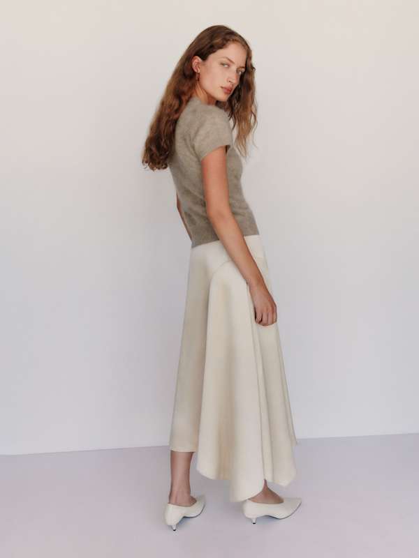 Darcy Brushed Cashmere Tee - Oatmeal