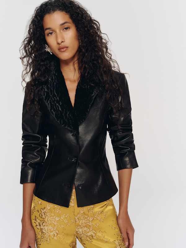 Veda Nicola Jacket - Black Leather